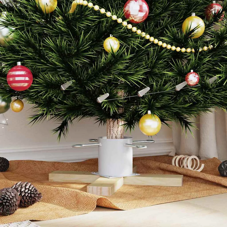 Pied de Sapin de Noël 1.73 Blanc 50 x 50 x 16 cm Pin massif - 4