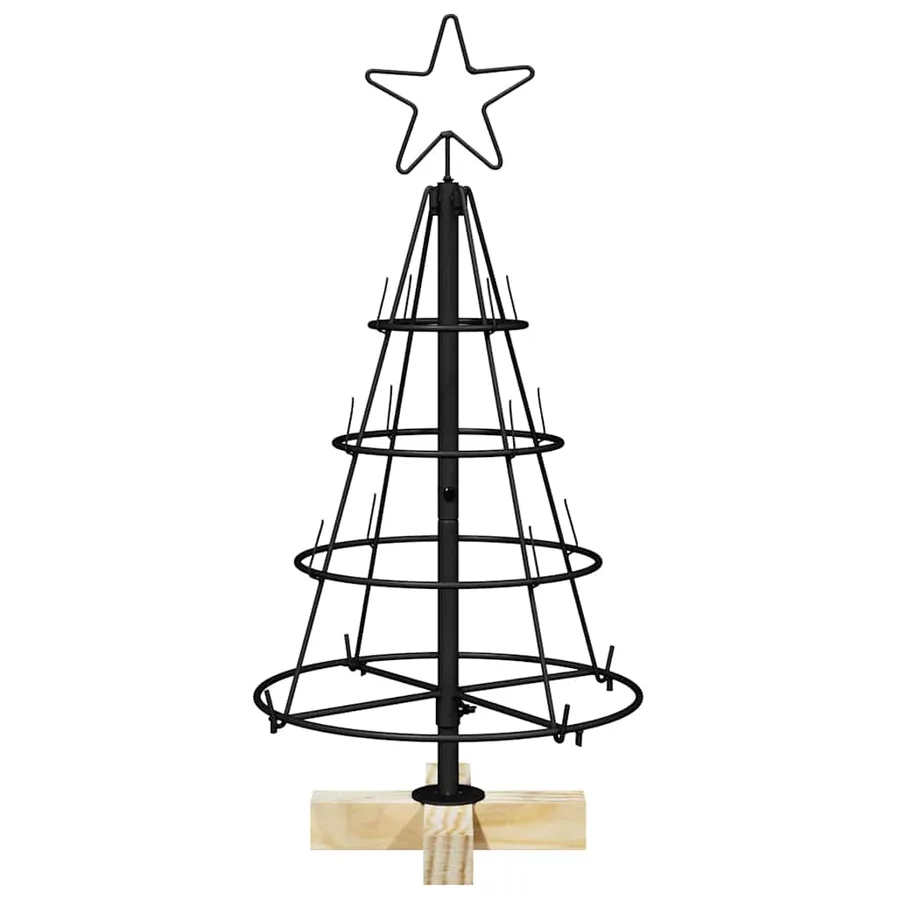 Arbre en cône de Noël avec support Noir 60 cm Acier - 5