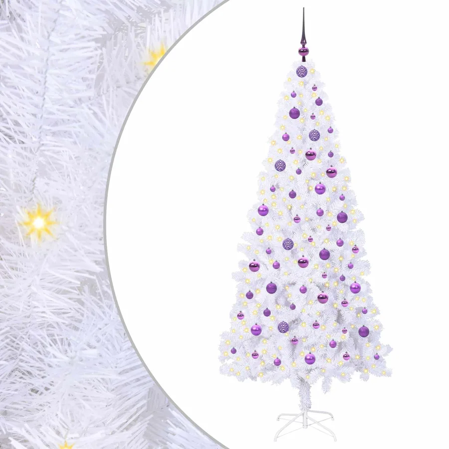 Sapin de Noël artificiel avec 300 LED Blanc 210 cm PVC et Acier - 2
