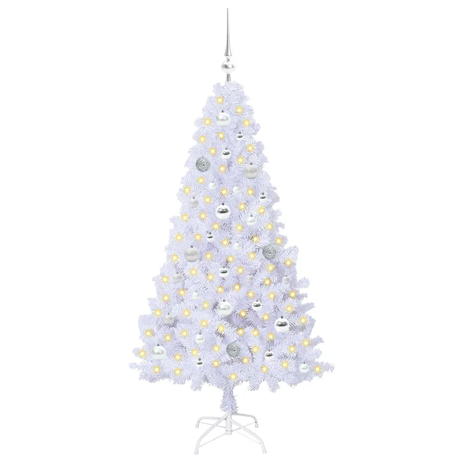 Sapin de Noël artificiel avec 150 LED Blanc 150 cm PVC et Acier - 3