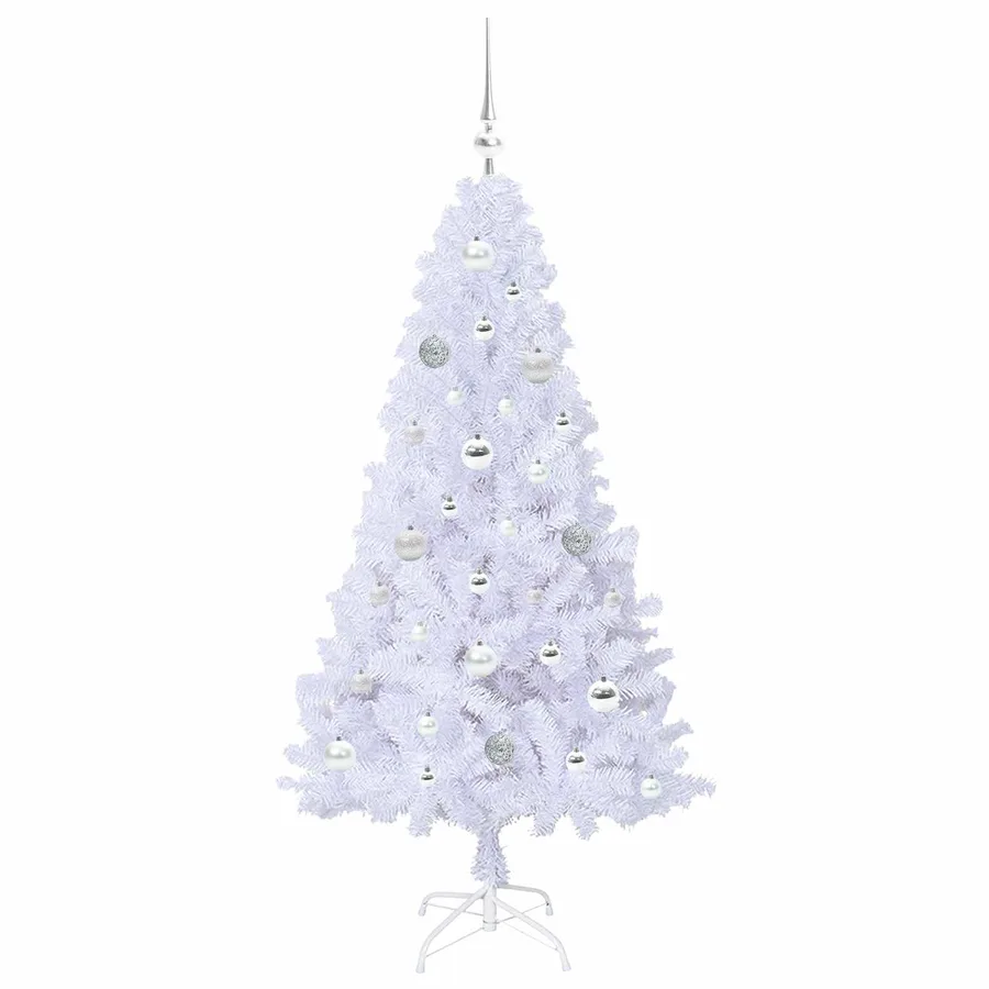 Sapin de Noël artificiel avec 150 LED Blanc 150 cm PVC et Acier - 4