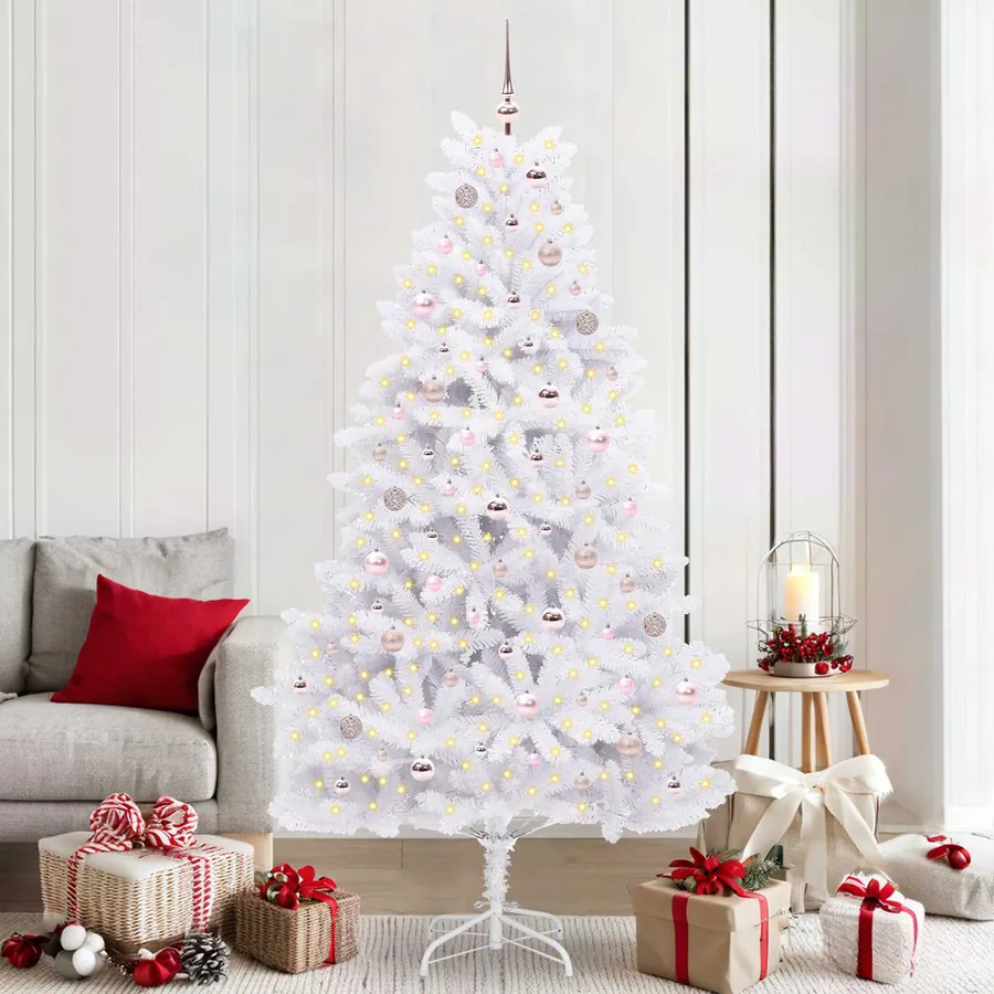Sapin de Noël Artificiel à Branches Articulées Blanc 210 cm