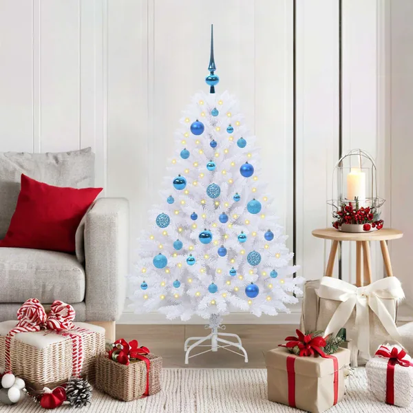 Sapin de Noël Artificiel à Branches Articulées Blanc 120 cm