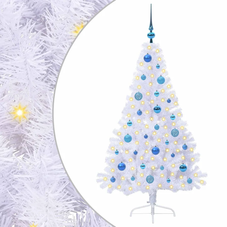 Sapin de Noël artificiel avec 150 LED Blanc 150 cm PVC et Acier - 2