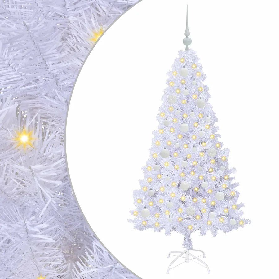 Sapin de Noël artificiel avec 150 LED Blanc 150 cm PVC et Acier - 2