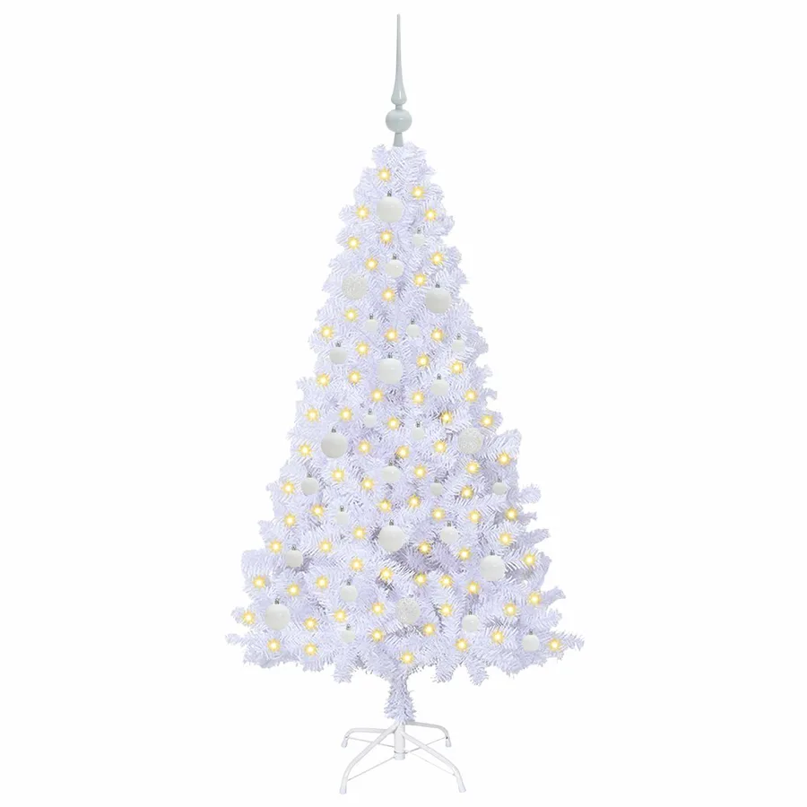 Sapin de Noël artificiel avec 150 LED Blanc 150 cm PVC et Acier - 3