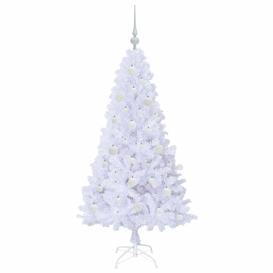 Sapin de Noël artificiel avec 150 LED Blanc 150 cm PVC et Acier - 4