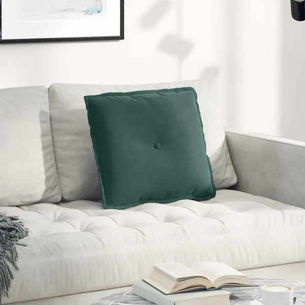 Coussin de Dos Vert foncé 50 x 45 cm Tissu en velours côtelé