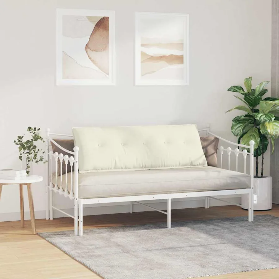 Coussin de Dos Crème 140 x 50 cm Tissu en velours côtelé - 4