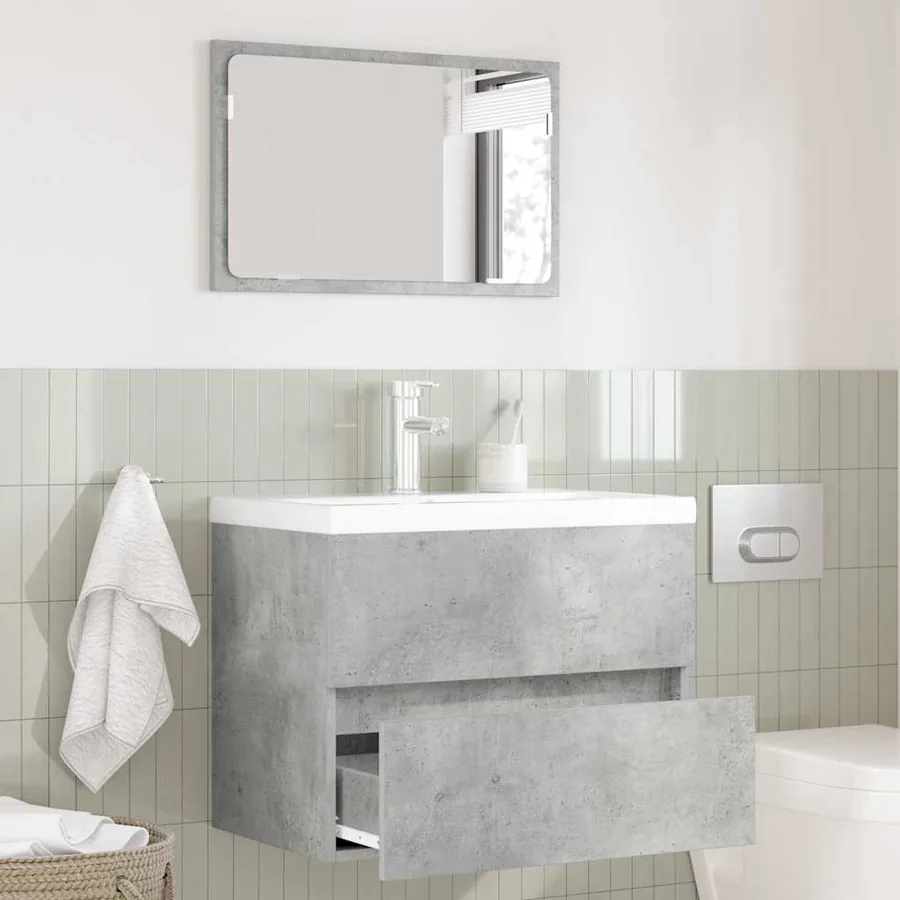 Ensemble de mobilier de salle de bain avec tiroir Gris béton