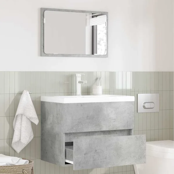 Ensemble de mobilier de salle de bain avec tiroir Gris béton