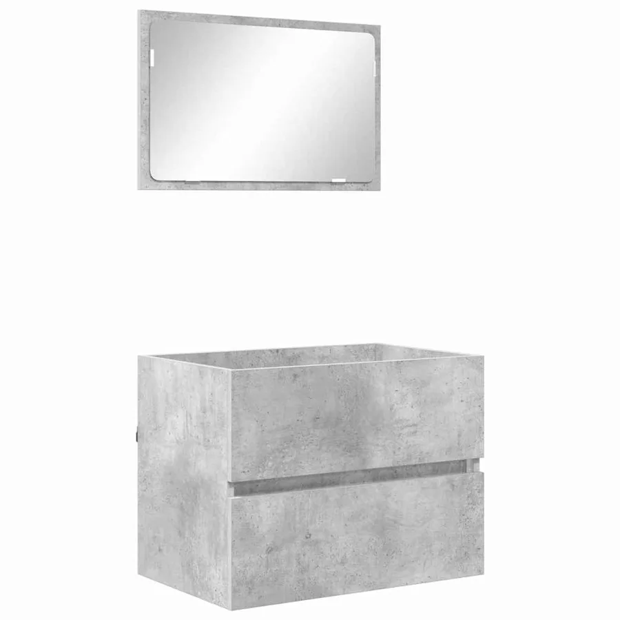 Ensemble de mobilier de salle de bain avec tiroir Gris béton - 2