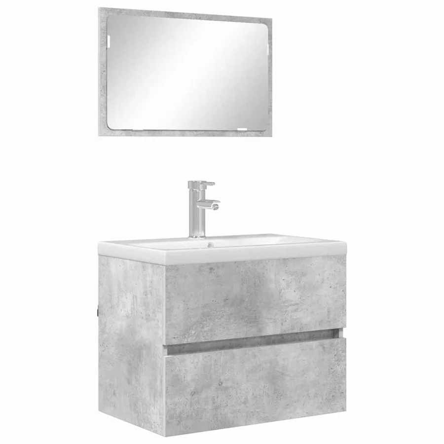 Ensemble de mobilier de salle de bain avec tiroir Gris béton - 3