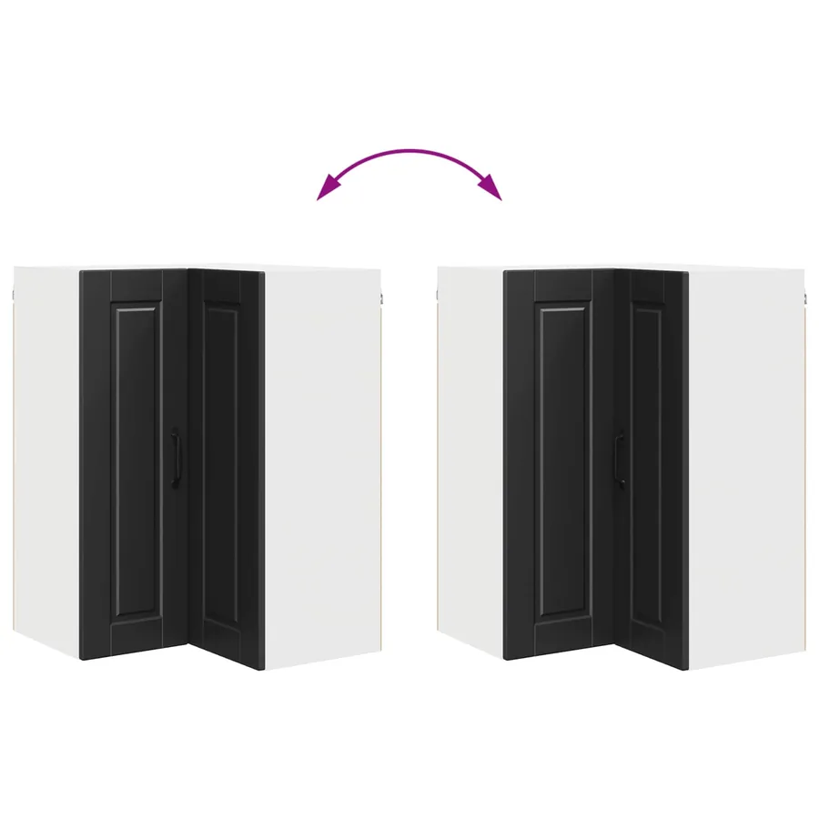 Cabinet d'angle mural PORTO Noir 57 x 57 x 80 cm - 11