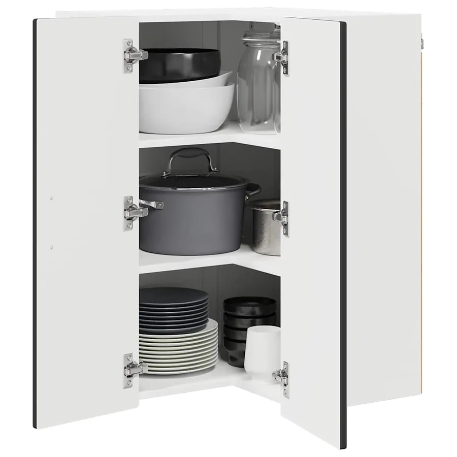 Cabinet d'angle mural PORTO Noir 57 x 57 x 80 cm - 3