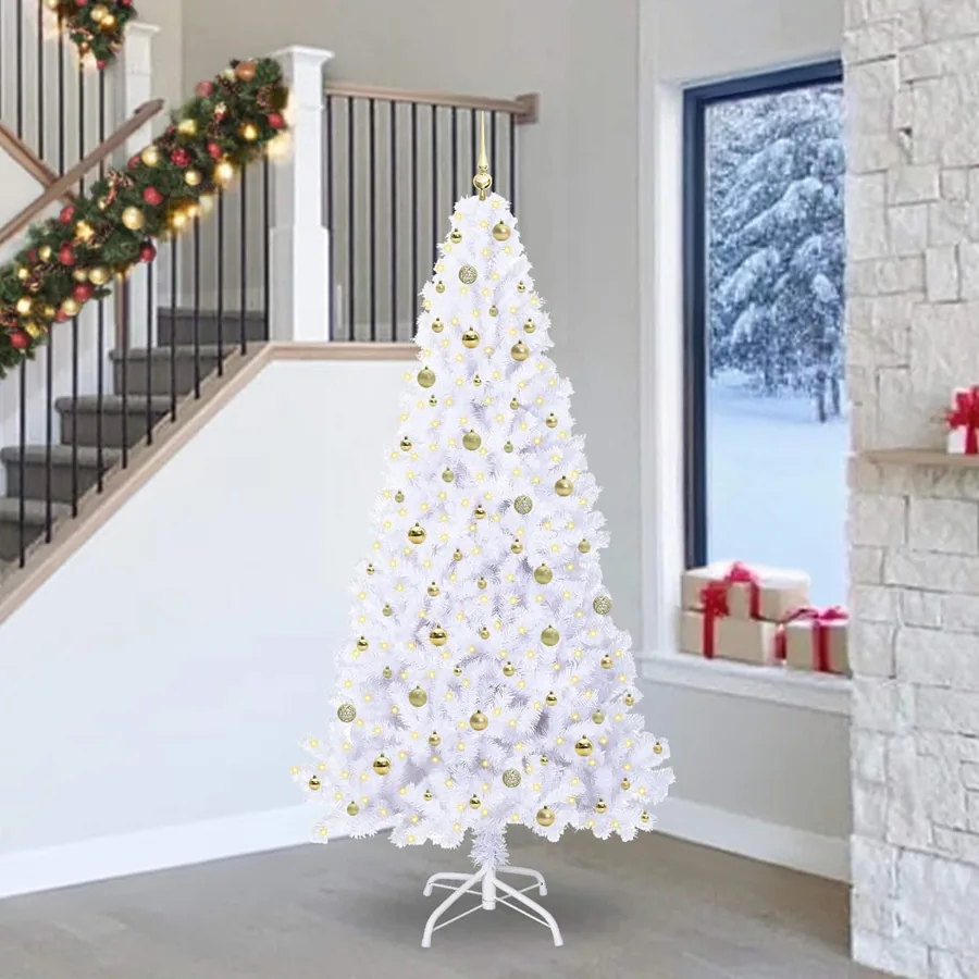 Sapin de Noël artificiel avec 300 LED Blanc 240 cm PVC et Acier