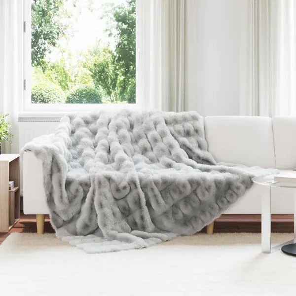 Couverture antidérapante en fausse de lapin Olite 4 pcs Gris