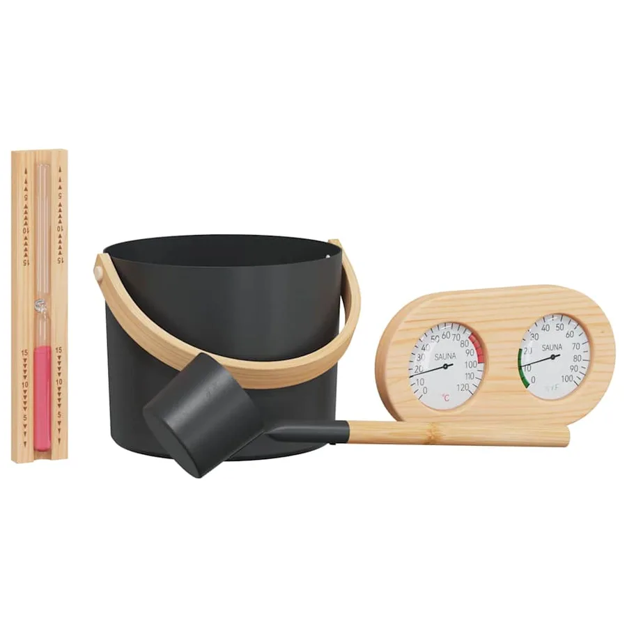 Ensemble d'accessoires de sauna 4 pcs Noir - 2