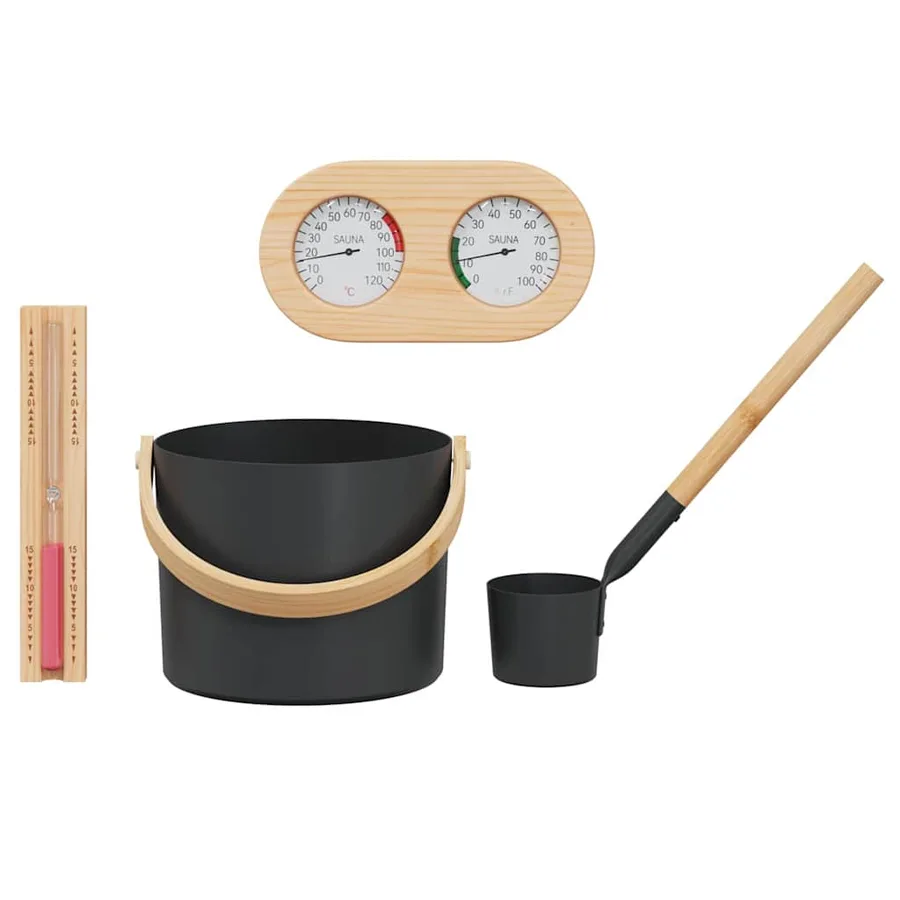 Ensemble d'accessoires de sauna 4 pcs Noir - 4