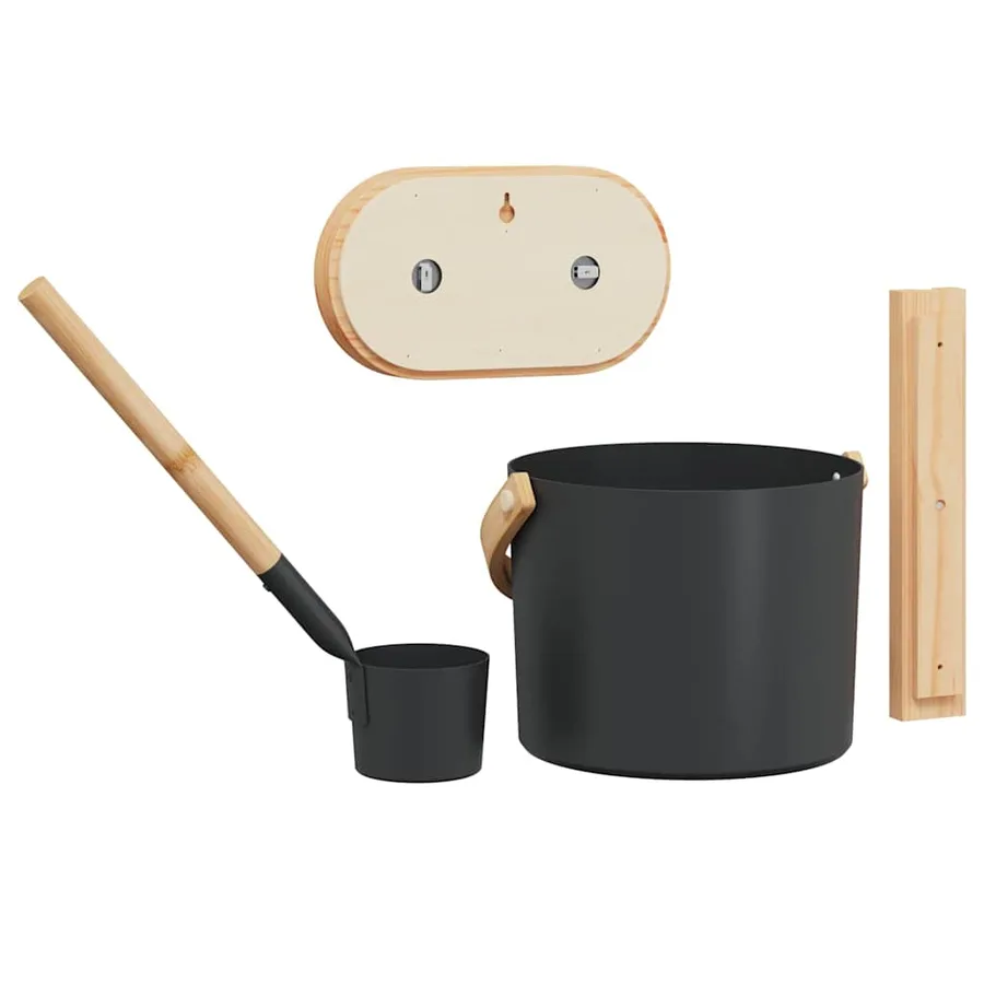 Ensemble d'accessoires de sauna 4 pcs Noir - 5