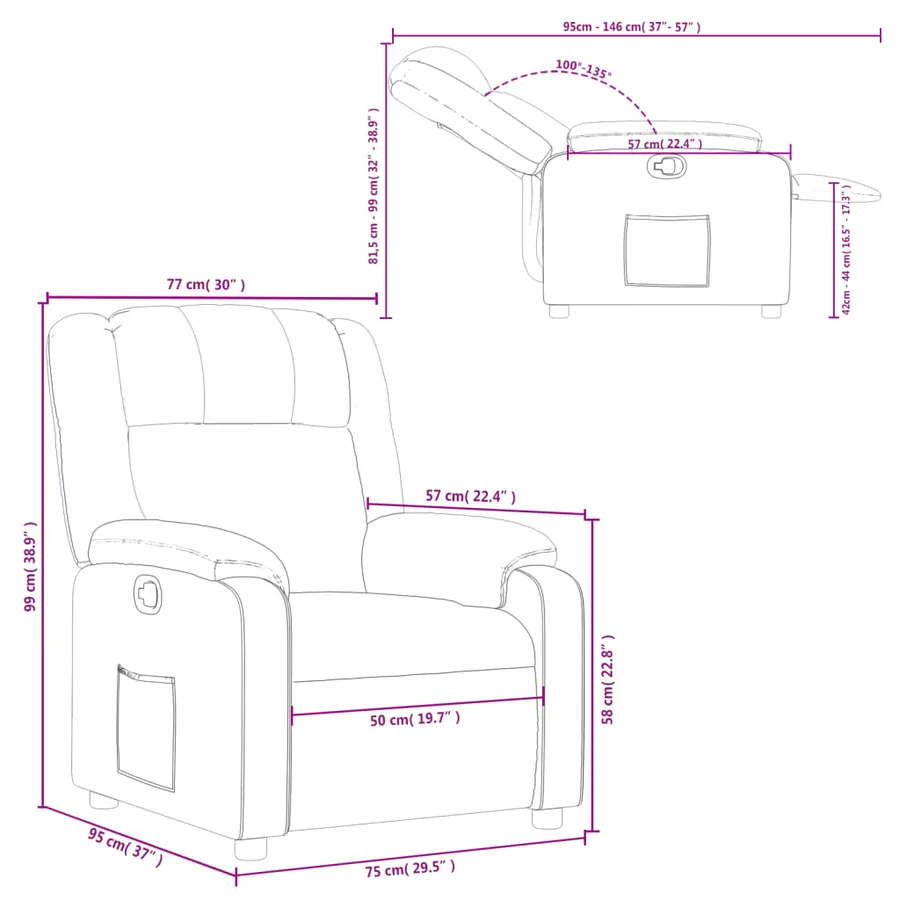 Fauteuil inclinable Crème Similicuir - 11