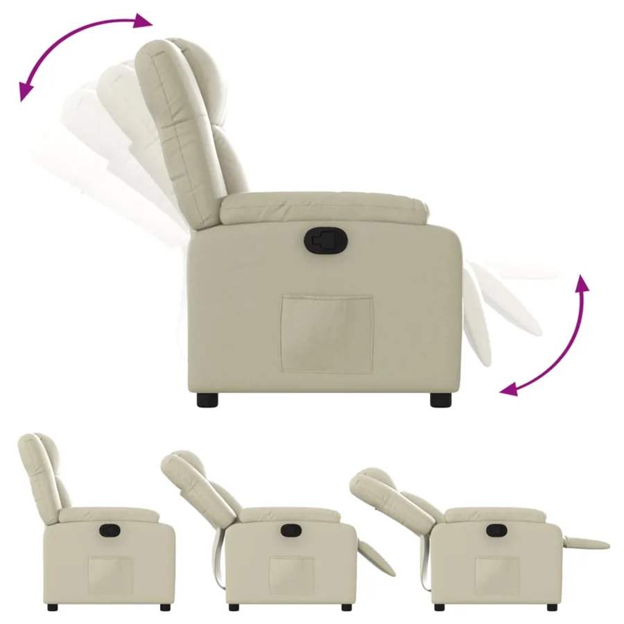 Fauteuil inclinable Crème Similicuir - 4