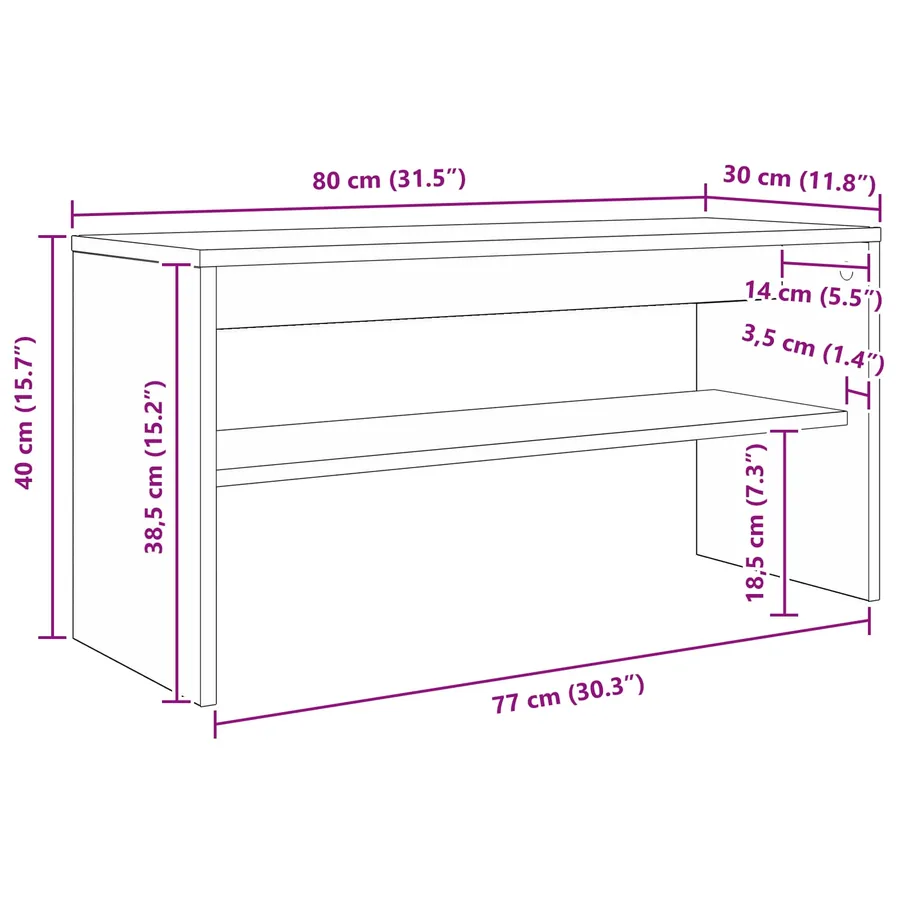 Meuble TV Chêne fumé 80 x 30 x 40 cm Bois d'ingénierie - 10