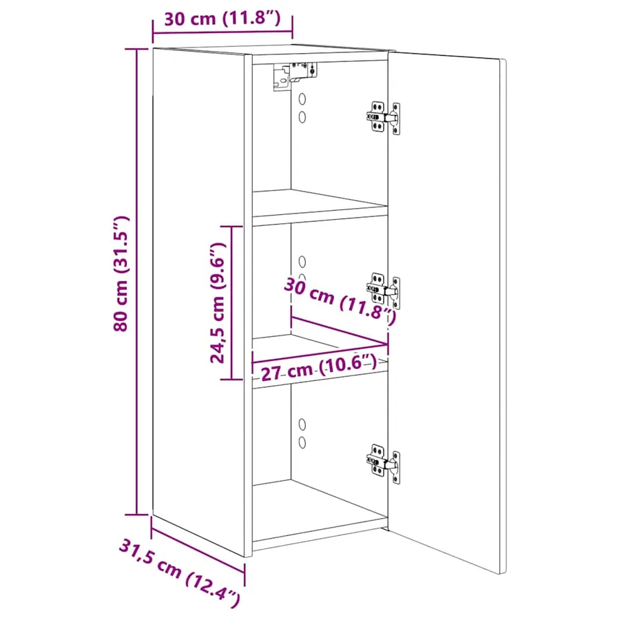 Meuble TV mural 2 pcs Sonoma 30 x 31 x 80 cm Bois d'ingénierie - 16