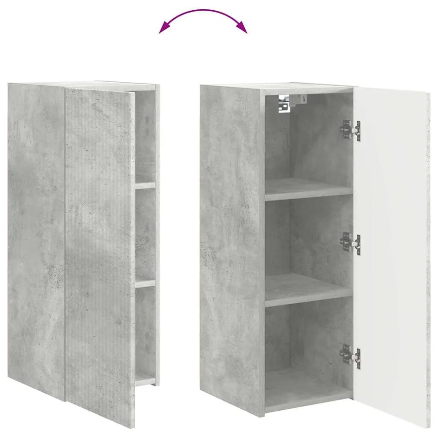 Meuble TV mural 2 pcs Béton 30 x 31 x 80 cm Bois d'ingénierie - 13