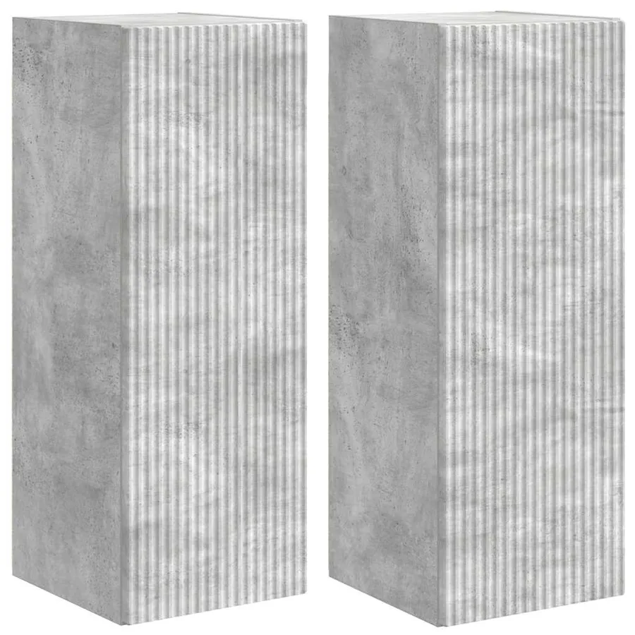 Meuble TV mural 2 pcs Béton 30 x 31 x 80 cm Bois d'ingénierie - 2