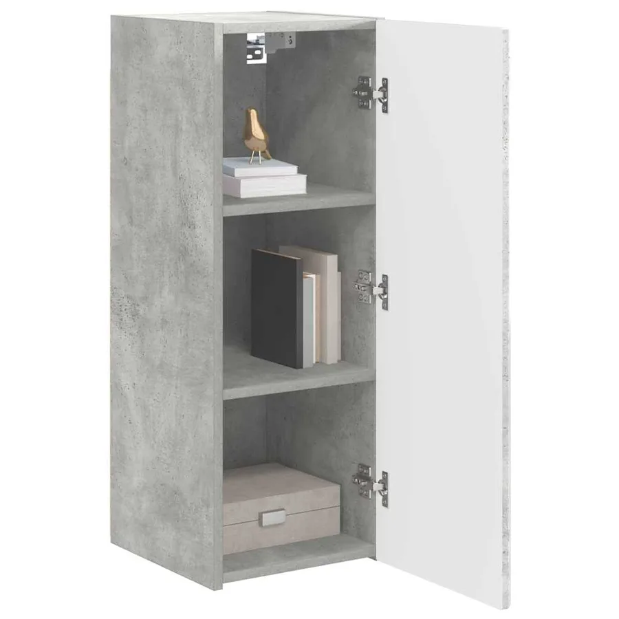 Meuble TV mural 2 pcs Béton 30 x 31 x 80 cm Bois d'ingénierie - 3