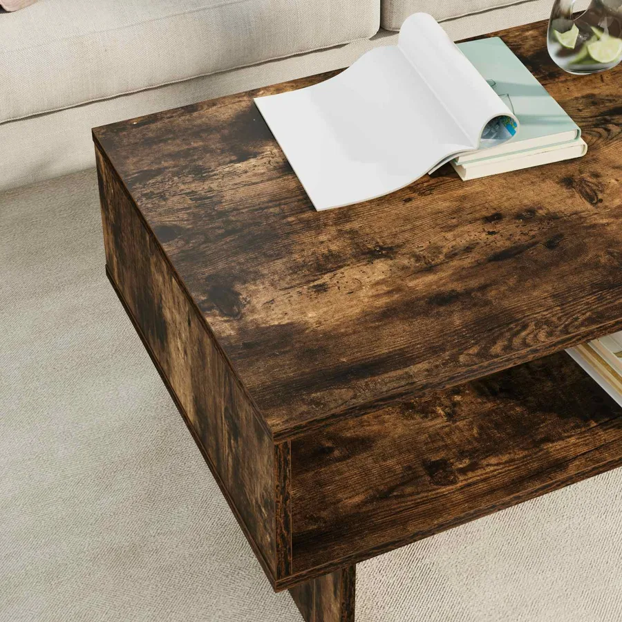 Table basse Chêne fumé 80 x 46 x 35 cm Bois d'ingénierie - 4