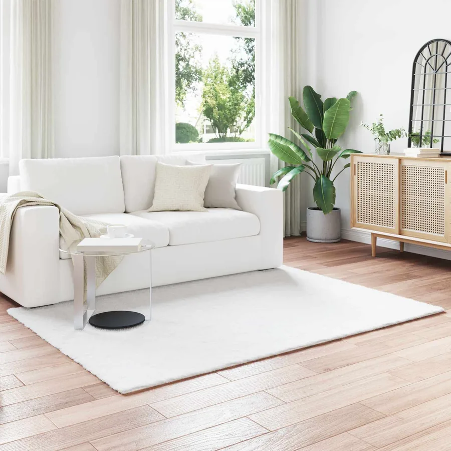 Tapis antidérapant en fausse de lapin OLITE Blanc 120 x 170 cm