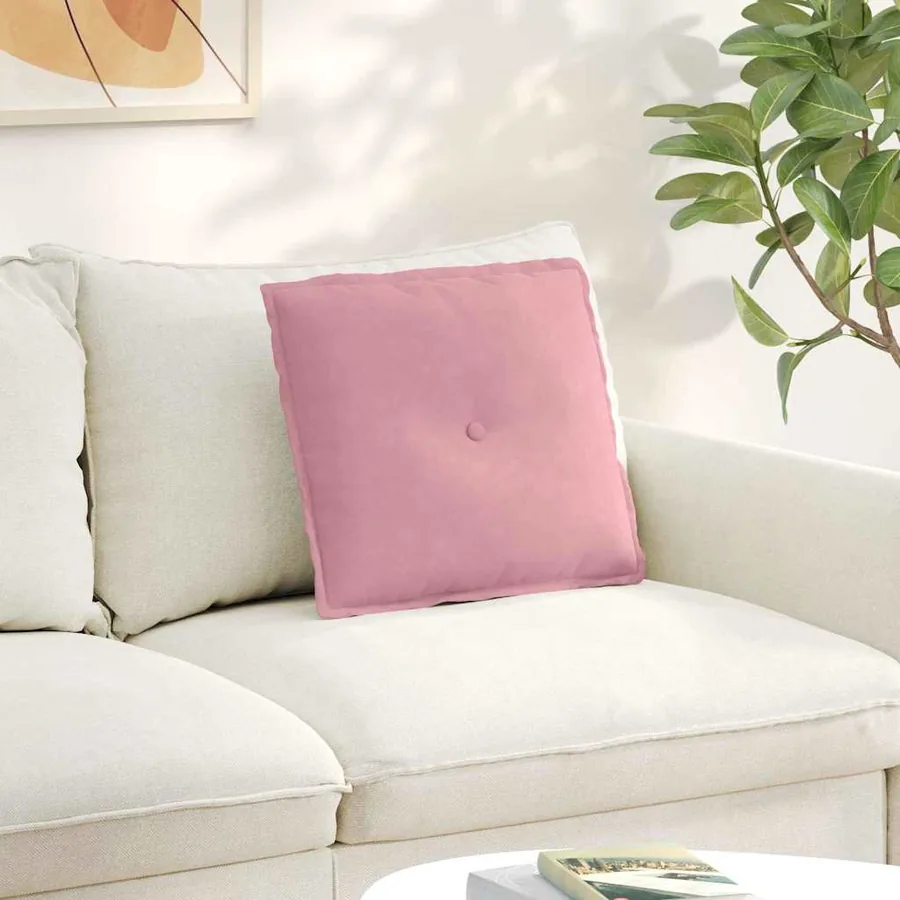 Coussin de Dos Rose 50 x 45 cm Tissu en velours côtelé