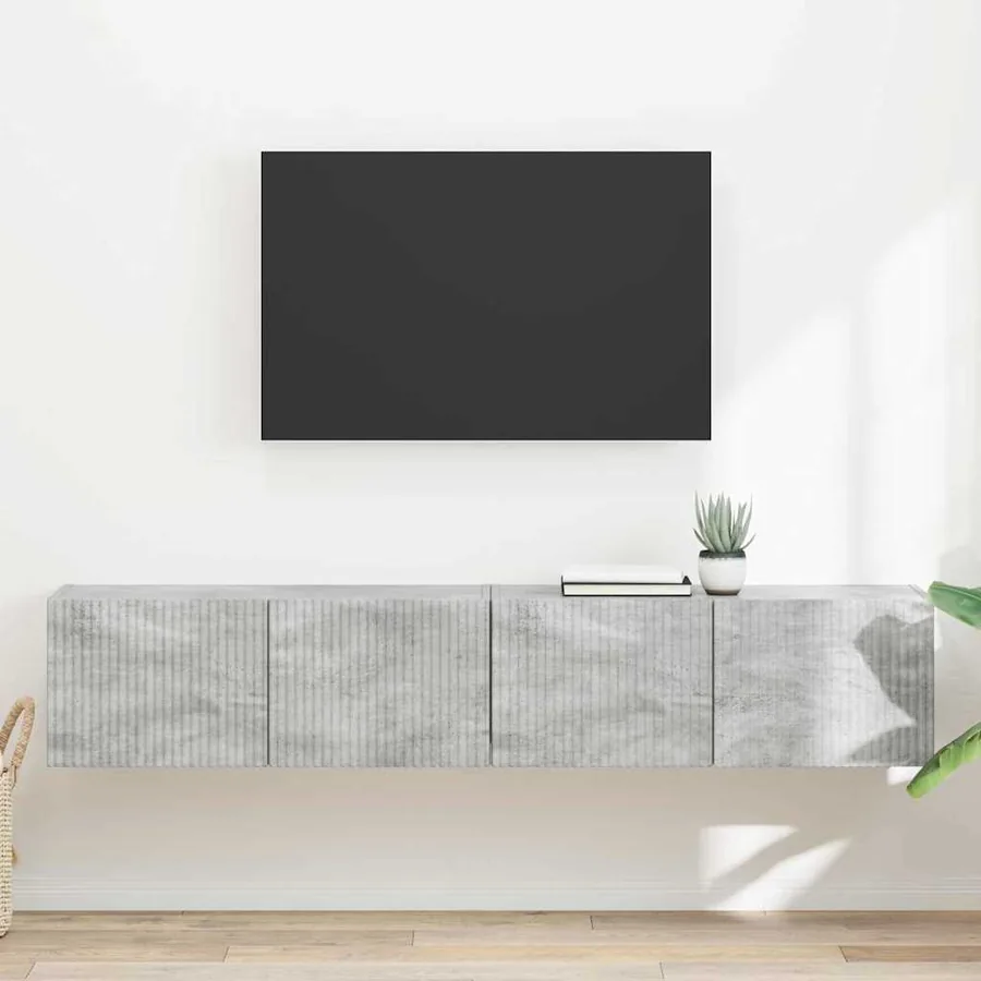 Meuble TV mural Montage mural 2 pcs Béton 78,5 x 31 x 29,5 cm
