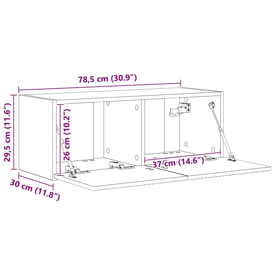 Meuble TV mural Montage mural 2 pcs Béton 78,5 x 31 x 29,5 cm - 14