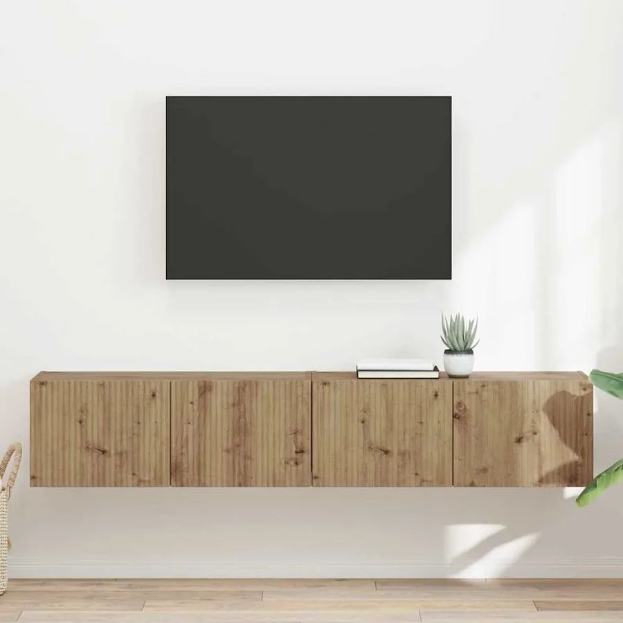 Meuble TV mural 2 pcs Chêne artisan Bois d'ingénierie