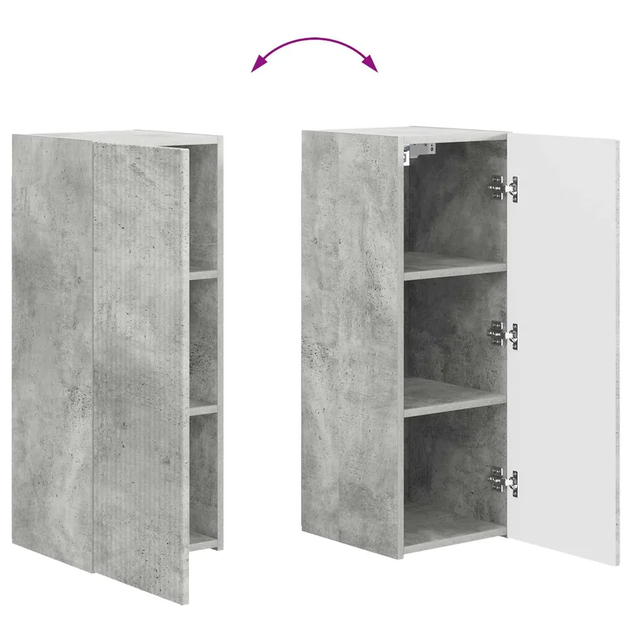 Ensemble de meuble TV mural 4 pcs Gris béton Bois d'ingénierie - 11