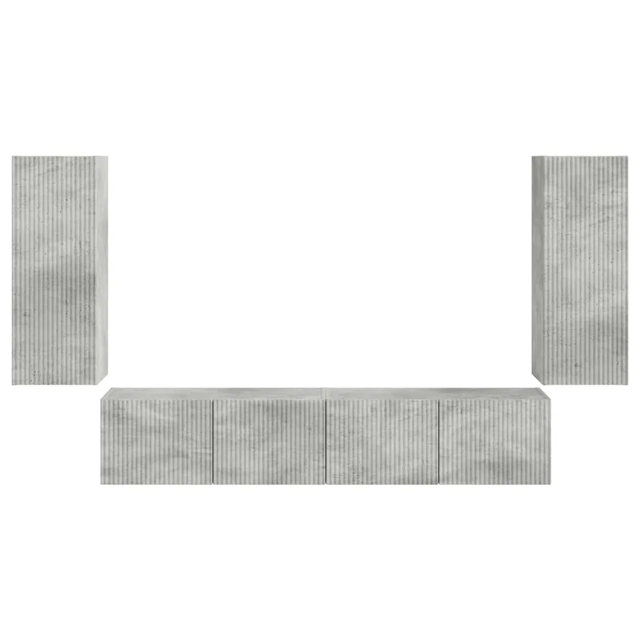 Ensemble de meuble TV mural 4 pcs Gris béton Bois d'ingénierie - 7