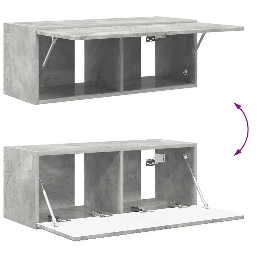 Ensemble de meuble TV mural 4 pcs Gris béton Bois d'ingénierie - 8