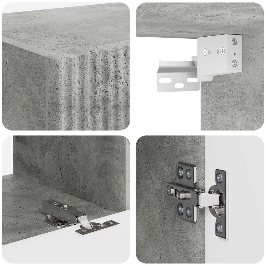 Ensemble de meuble TV mural 4 pcs Gris béton Bois d'ingénierie - 9