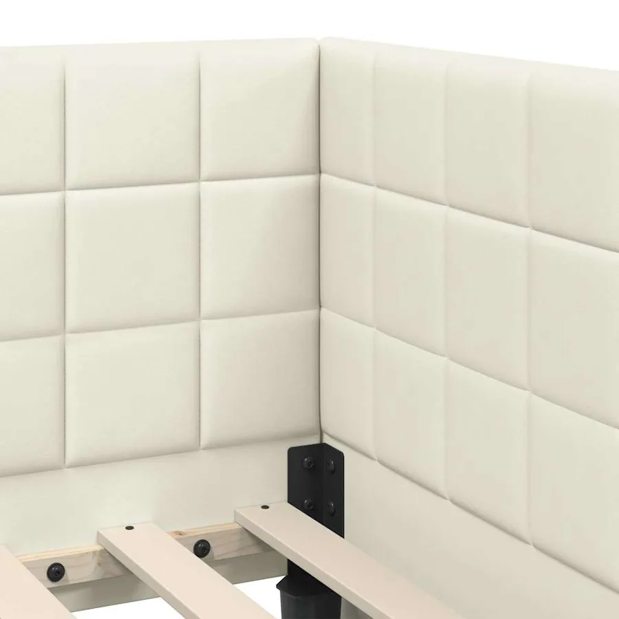 Cadre de lit d'angle avec matelas 2 pcs Crème Velours - 8