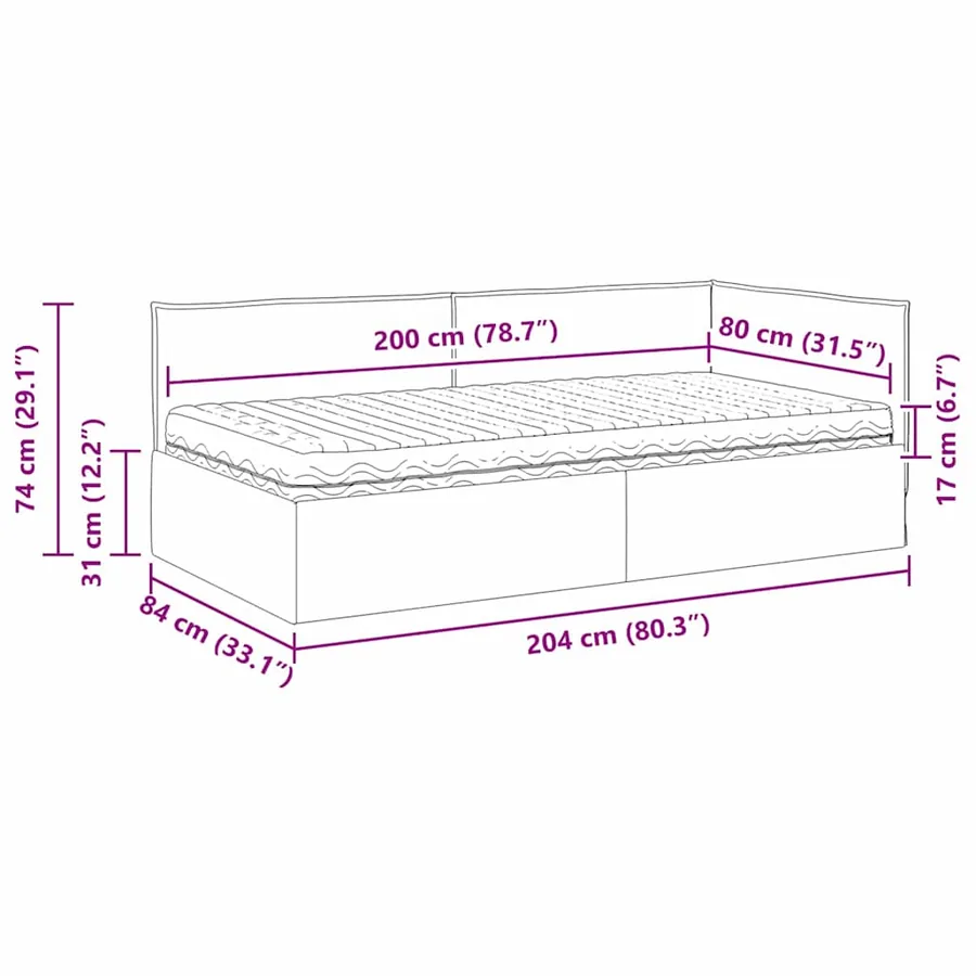 Cadre de lit d'angle avec matelas 2 pcs Vert Velours - 14