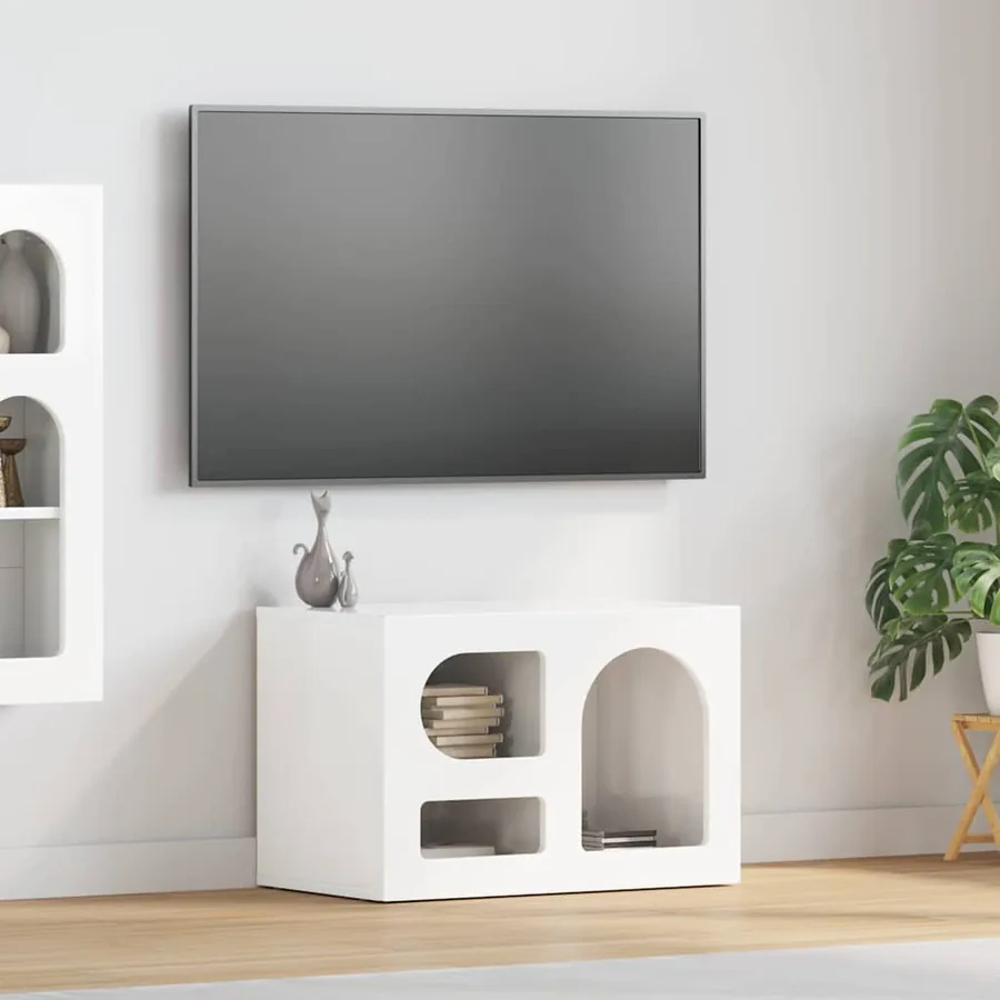 Meuble TV ELST 60 x 35 x 40 cm Blanc brillant Bois d'ingénierie