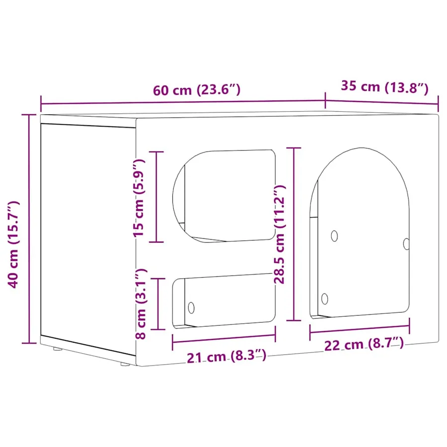 Meuble TV ELST 60 x 35 x 40 cm Blanc brillant Bois d'ingénierie - 11