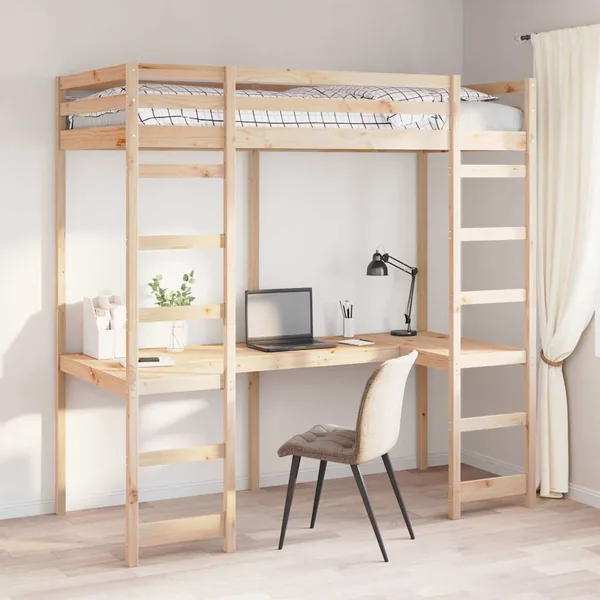 Cadre de lit mezzanine Naturel 90 x 200 cm Pin massif