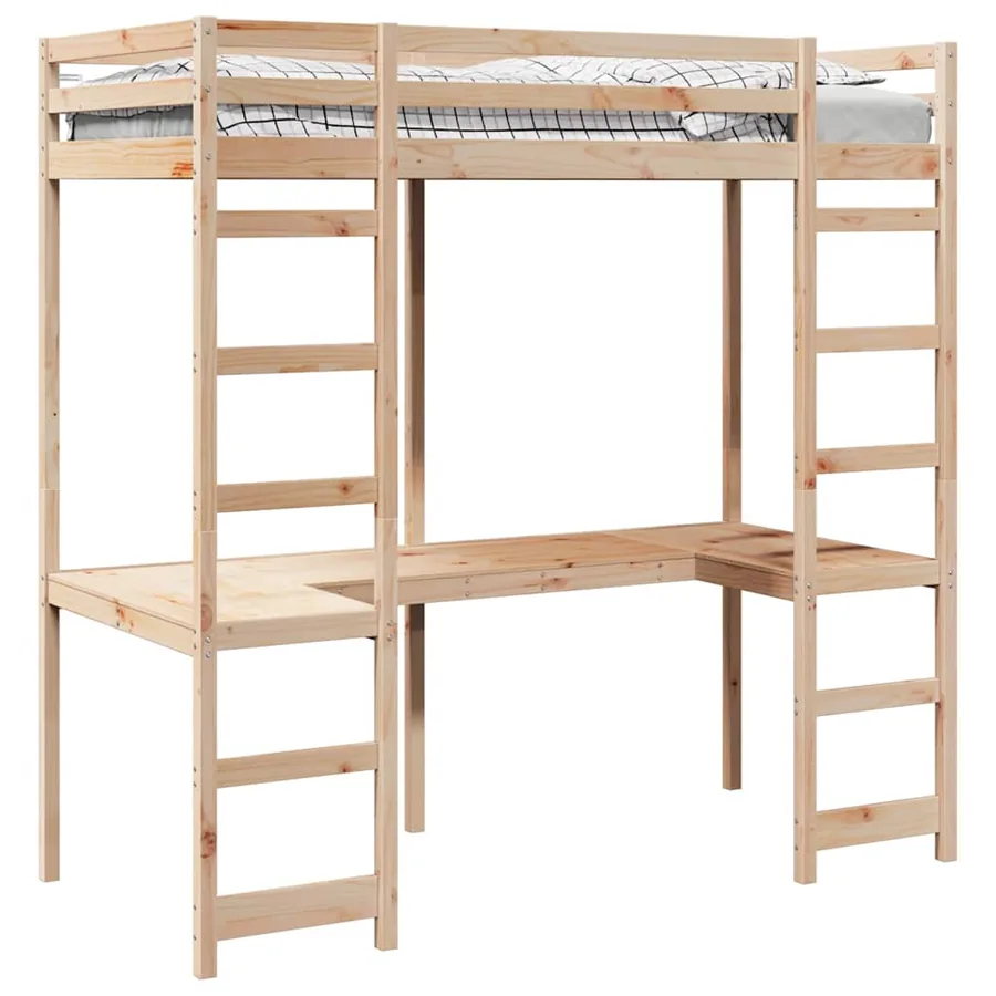 Cadre de lit mezzanine Naturel 90 x 200 cm Pin massif - 2