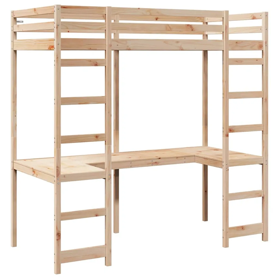 Cadre de lit mezzanine Naturel 90 x 200 cm Pin massif - 4