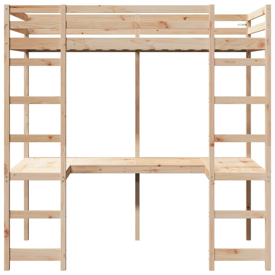 Cadre de lit mezzanine Naturel 90 x 200 cm Pin massif - 5