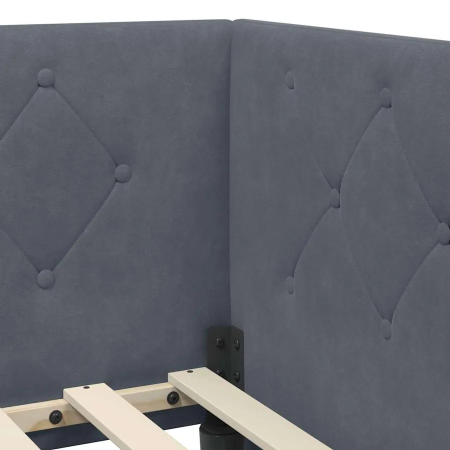 Cadre de lit d'angle Gris foncé 100 x 200 cm Velours - 10